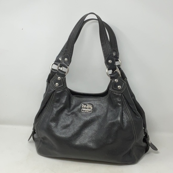 Coach Handbags - Coach Maggie Black Leather Shoulder Bag